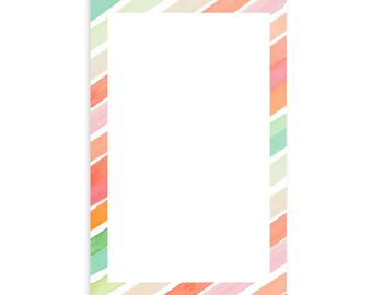 Colorful Watercolor Stripes Blank Notepad, Colorful Desk Decor Gift, Colorful Notepad Blank