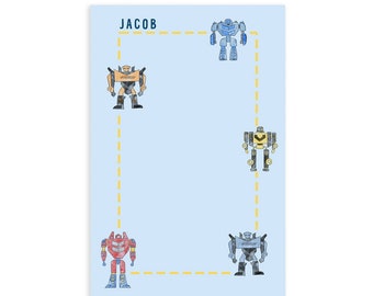Kids Personalized Transformers Notepad, Transformers Kids Birthday Gift, Kids Desk Decor, Personalized Gifts for Kids, Robot Gifts for Boys