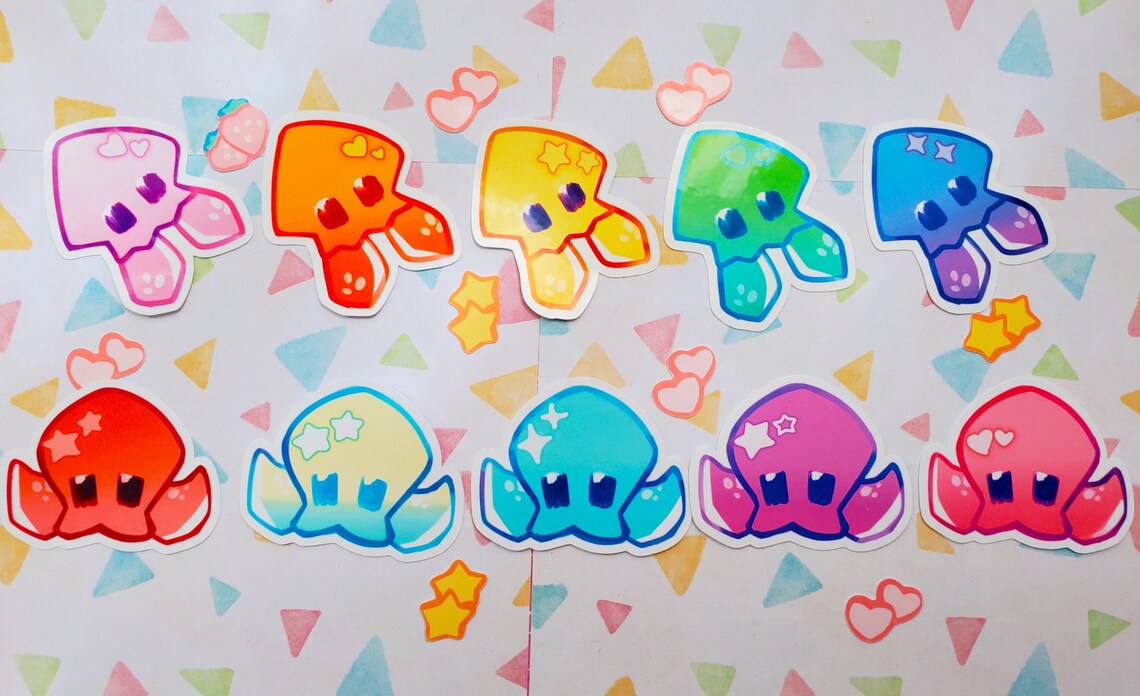 Squid & Octo Party Rainbow Stickers * Inkling and Octoling - Etsy