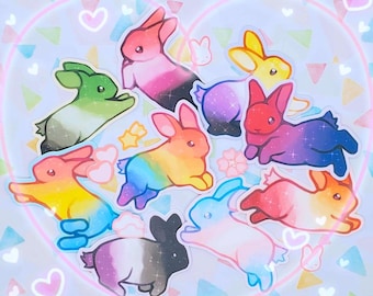 pride flag bunnies waterproof stickers