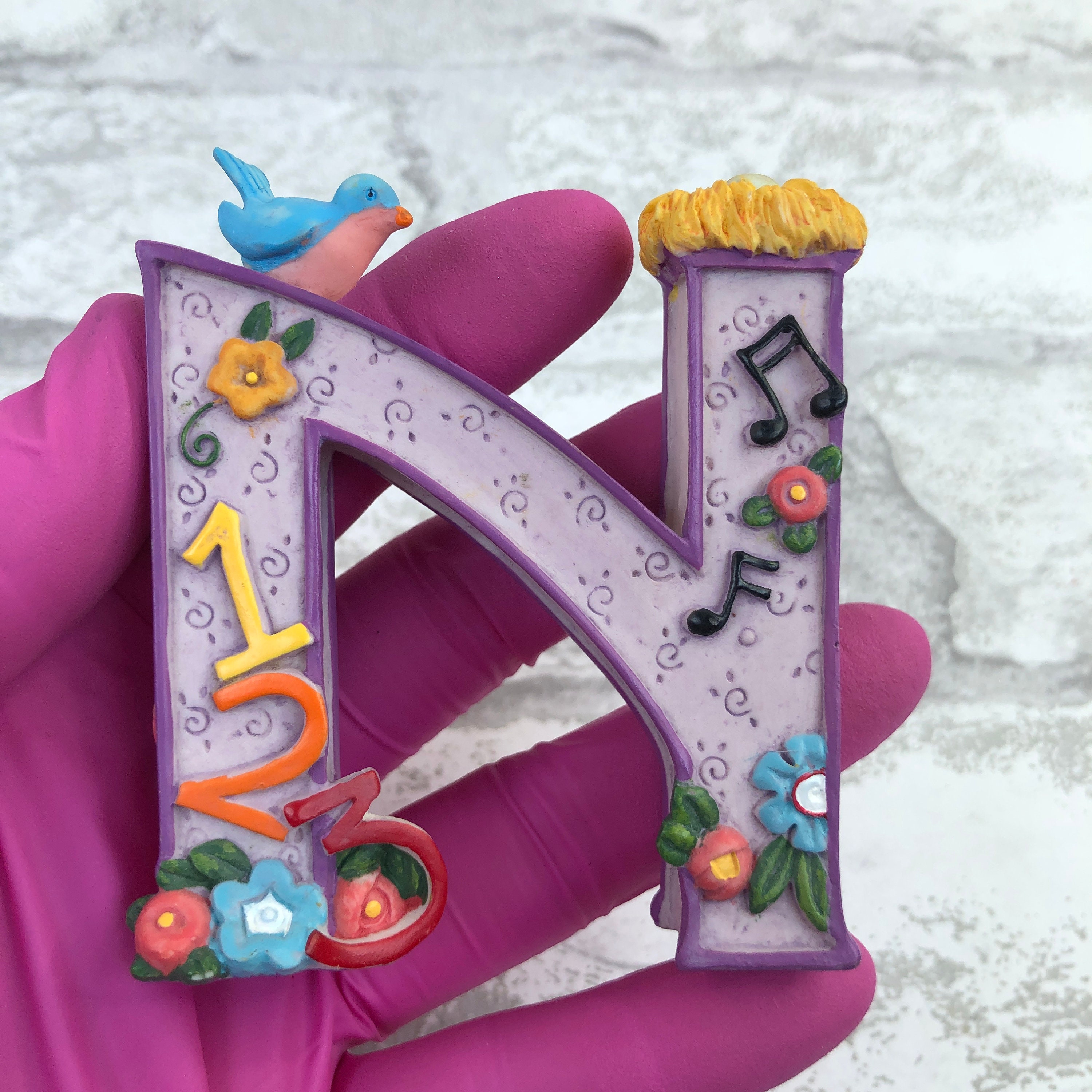 Vintage Mary Engelbreit Alphabet Name Letter N Purple ...