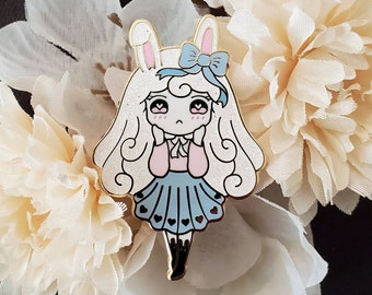 Spring Floof | Bunny Rabbit Girl | Giyomi Kawaii Cute | Hard Enamel Pin