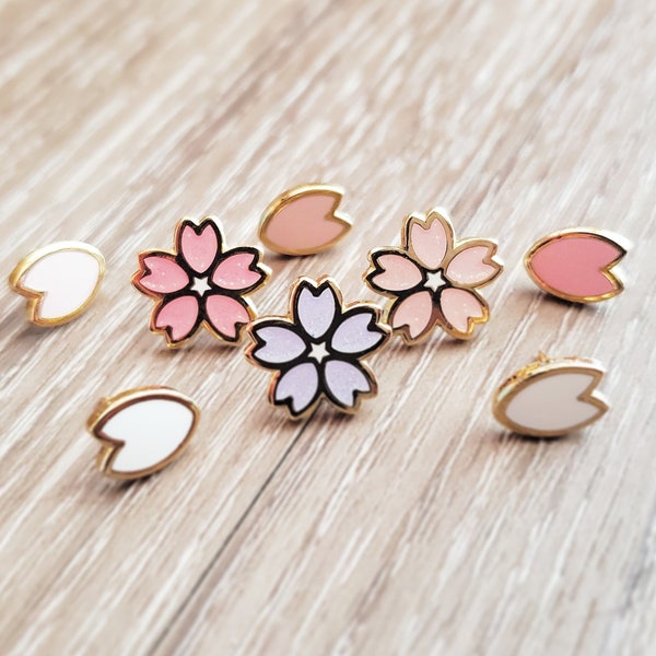 Flower/Petal Filler Pins | Pink/White/Mint Cherry Blossom / Sakura | Kkotriginal | Hard Enamel Pin
