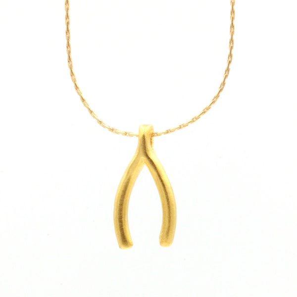 Gold Wishbone Necklace, Charm, Snake Chain, Luck, Minimalist Dainty Petite Gift for her, As seen on Jennifer Aniston, Celebrity Jewelry