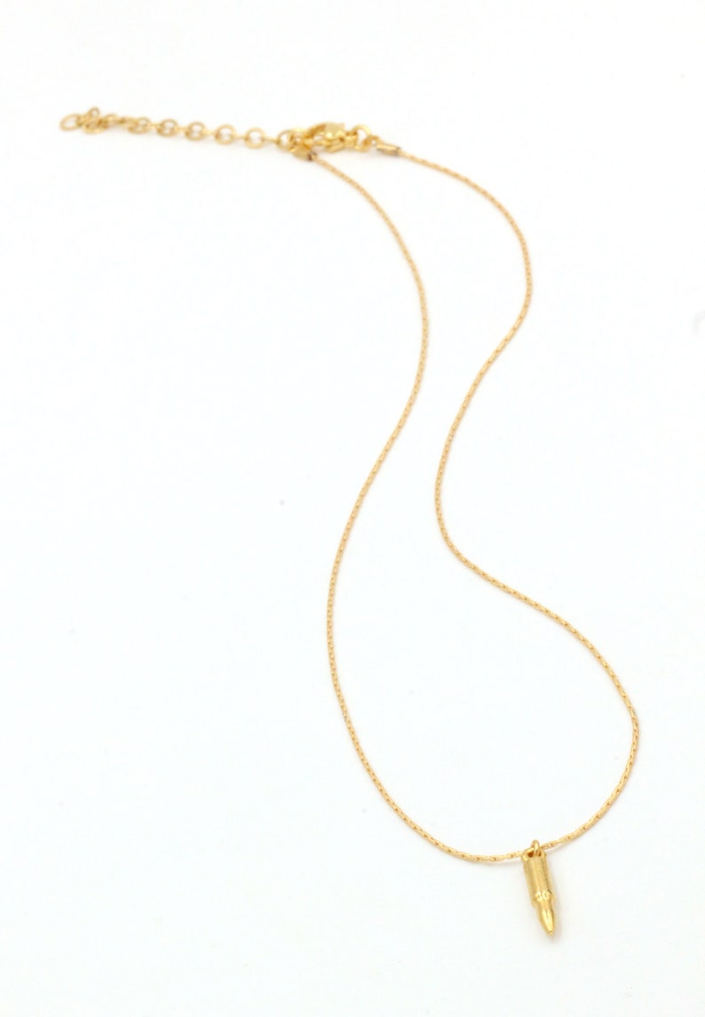 Bridesmaids Gift Gold Tiny Bullet Necklace Choker Second Amendment Ammo Gun Dainty Minimalist Jewelry Charm Gift for her Snake Chain