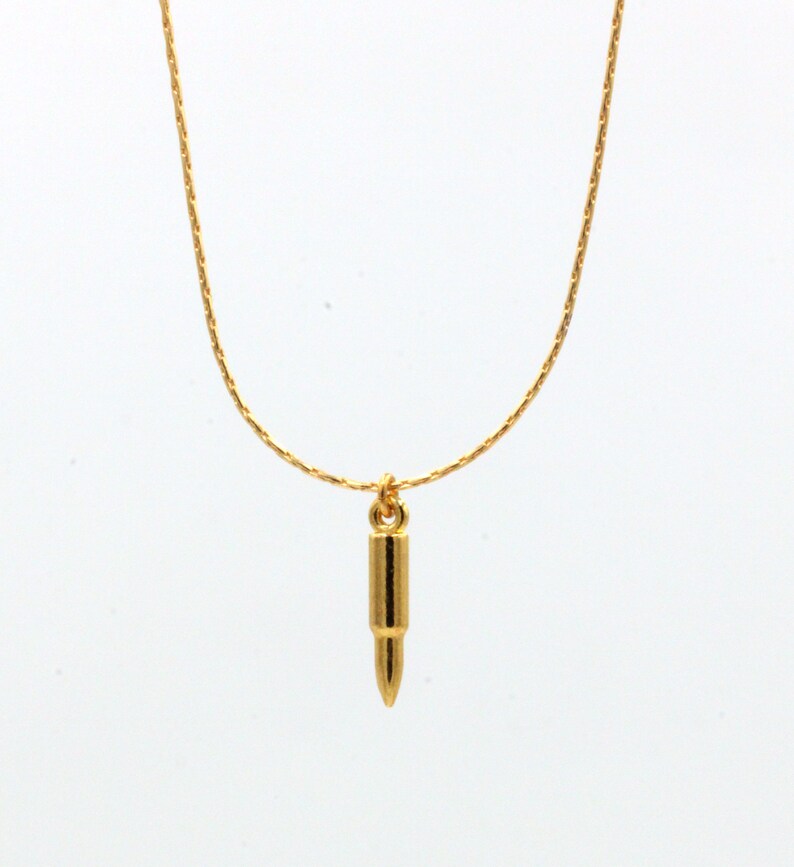 Bridesmaids Gift Gold Tiny Bullet Necklace Choker Second Amendment Ammo Gun Dainty Minimalist Jewelry Charm Gift for her Snake Chain