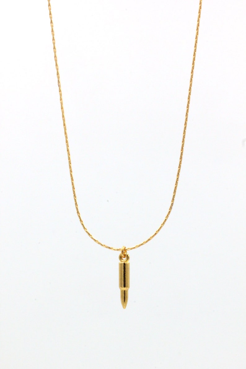 Bridesmaids Gift Gold Tiny Bullet Necklace Choker Second Amendment Ammo Gun Dainty Minimalist Jewelry Charm Gift for her Snake Chain