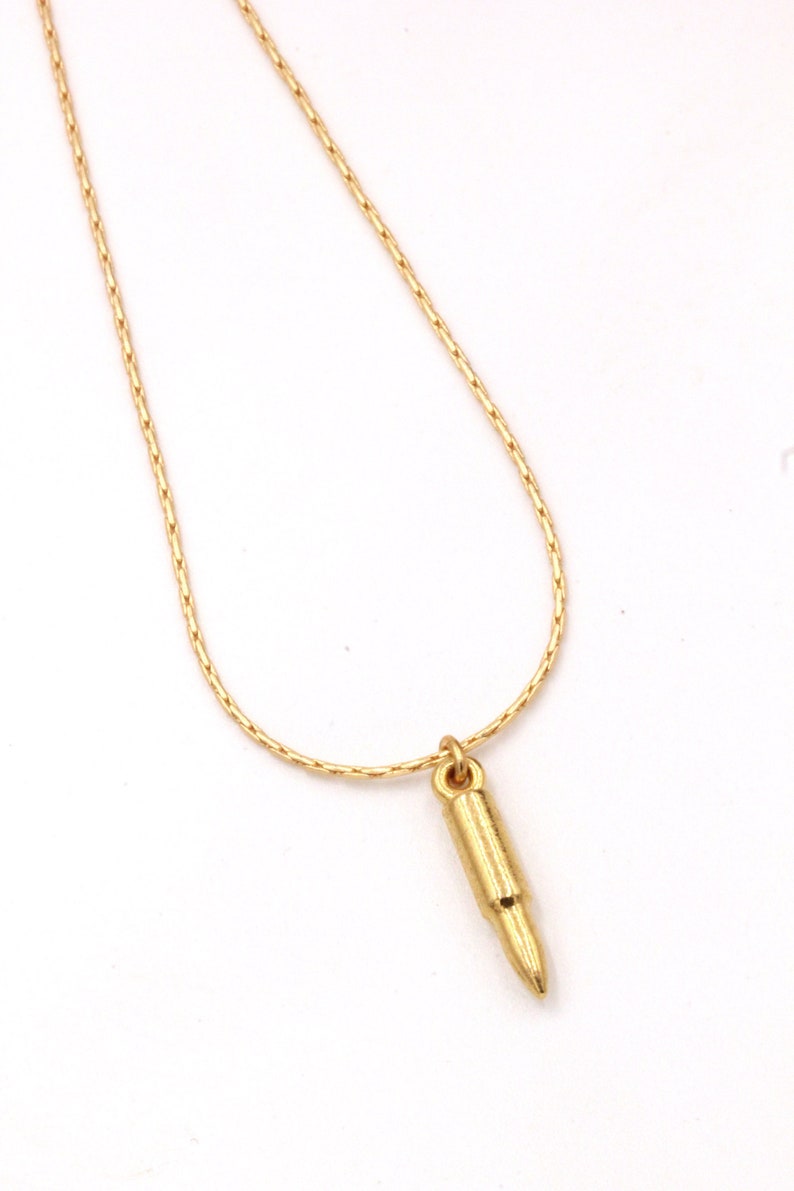 Bridesmaids Gift Gold Tiny Bullet Necklace Choker Second Amendment Ammo Gun Dainty Minimalist Jewelry Charm Gift for her Snake Chain