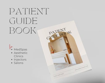 Patient guidebook for injectable treatments. Client booklet. Editable medspa brochure template. For clinics, salons, medspas, and injectors.