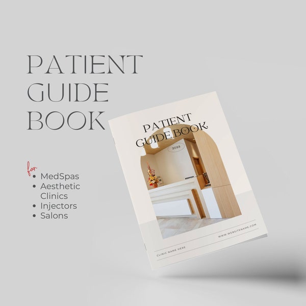 Patient guidebook for injectable treatments. Client booklet. Editable medspa brochure template. For clinics, salons, medspas, and injectors.