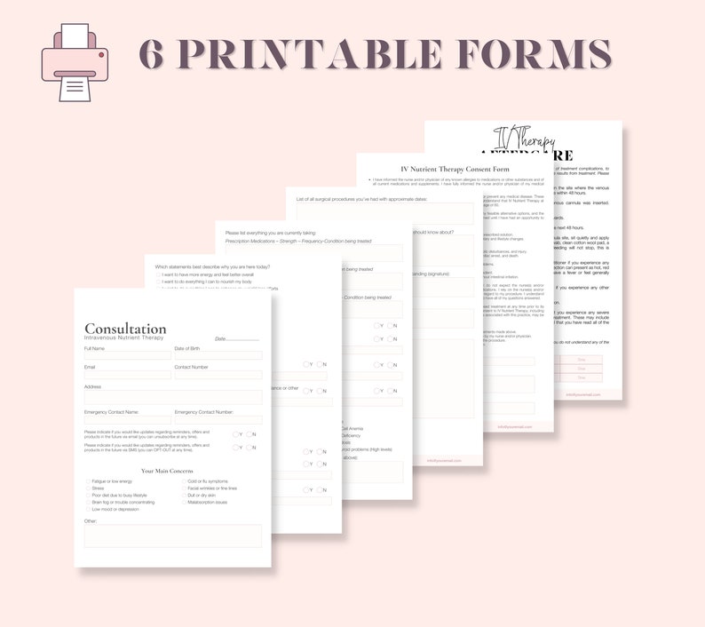 IV Nutrition Therapy Consent and Consultation Forms. Iv Drip Etsy