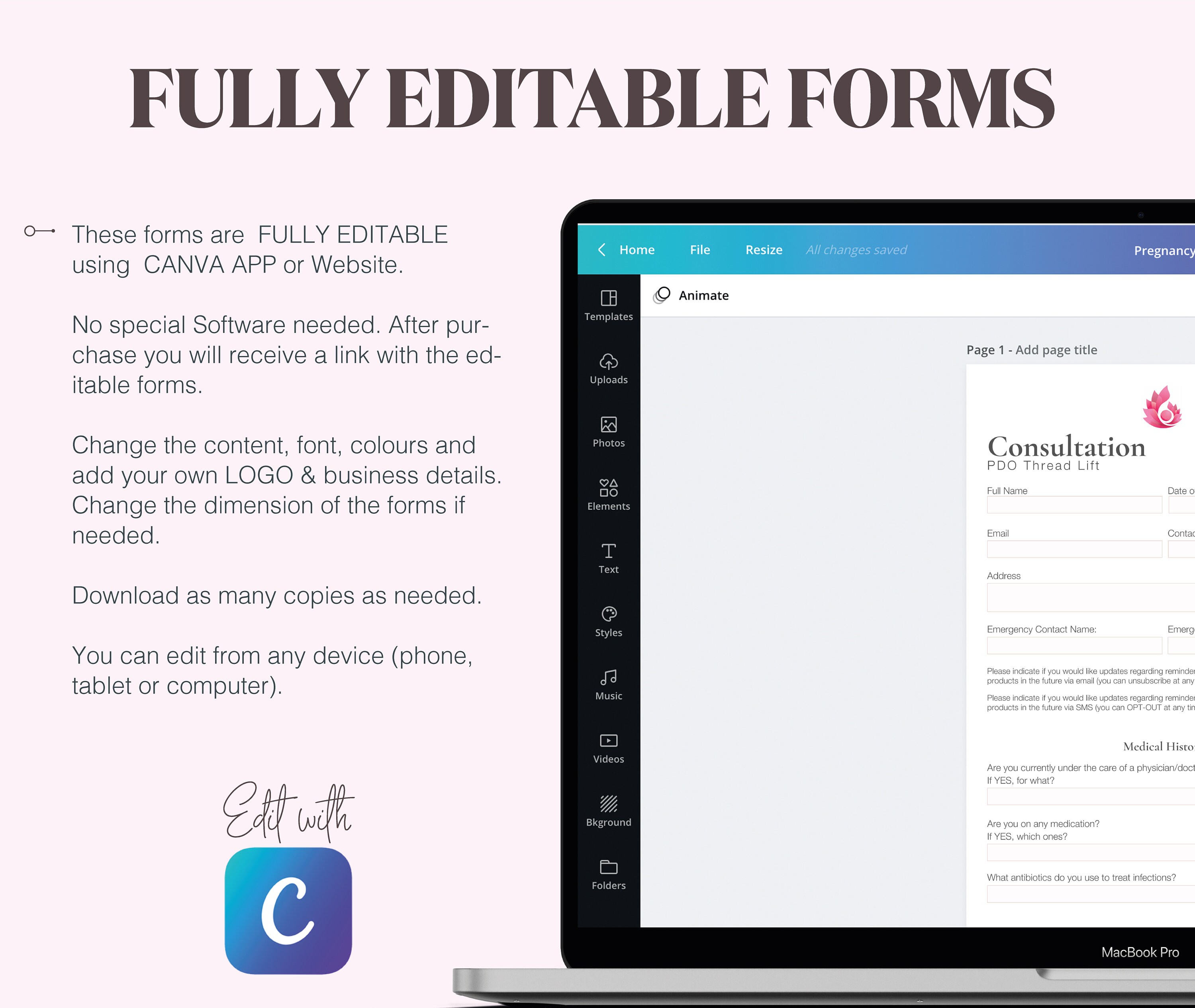 Laser Hair Removal Consultation Forms Laser Hair Removal Etsy UK