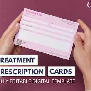 Plantilla de tarjeta de prescripción de salón, SPA y clínica. Tarjeta de prescripción del cliente. Formularios Medspa. Tarjeta de prescripción de salón de belleza. Totalmente editable.