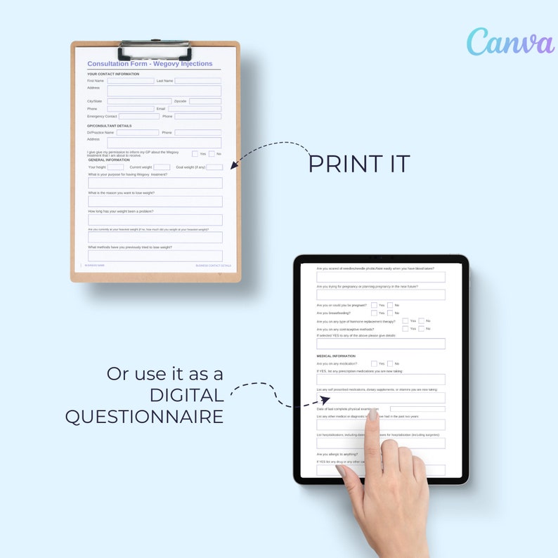 Wegovy Consultation and Consent Forms. Semaglutides Injections. Patient ...