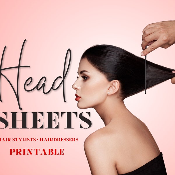 Printable head sheets. Hairdressing head sheets. Technical head sheets. Head illustrations. Diagramming sheets