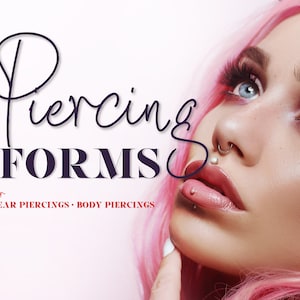Formes de perçage corporel. Consentement éclairé et conseils de suivi. Formulaire d'accueil des clients. Consentement au perçage du visage et du corps. ENTIÈREMENT MODIFIABLE