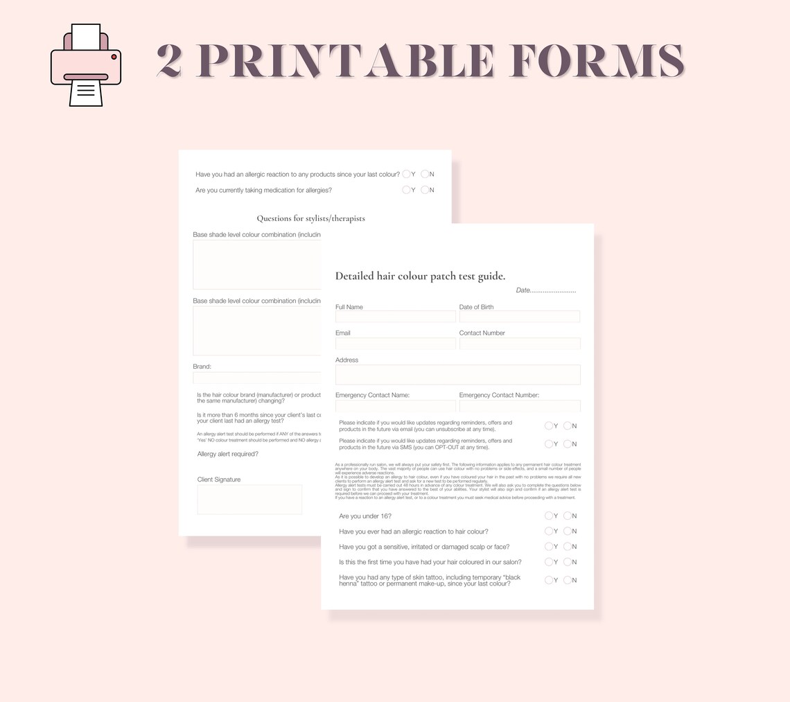 Detailed Hair Colour Patch Test Guide for Hairdressers. FULLY EDIABLE