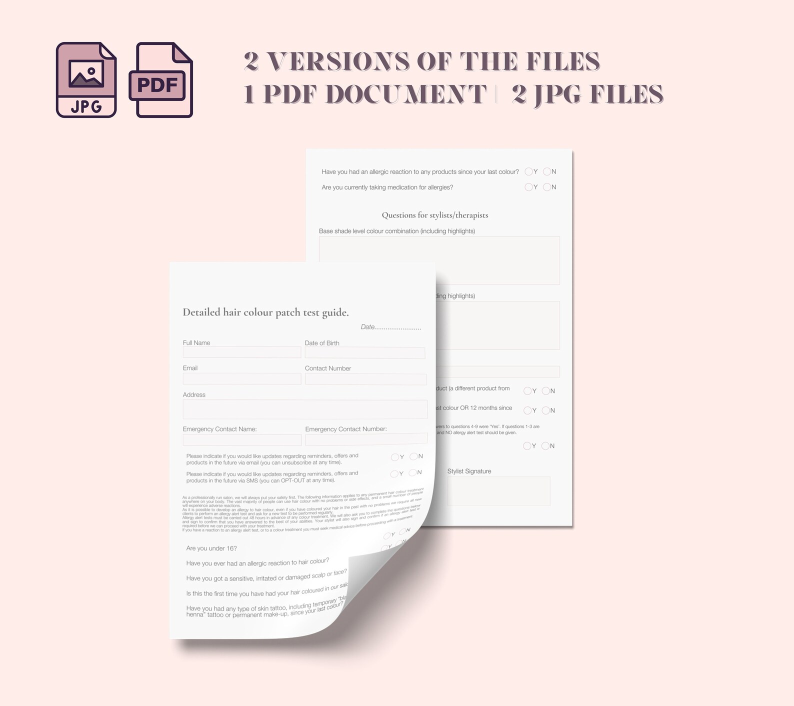 Detailed Hair Colour Patch Test Guide for Hairdressers. FULLY EDIABLE