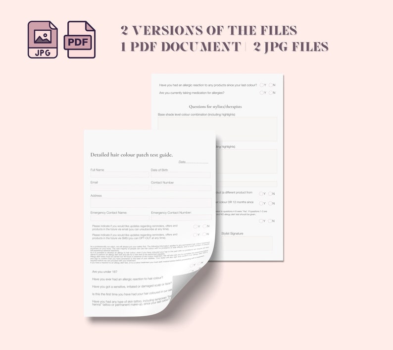 Detailed Hair Colour Patch Test Guide for Hairdressers. FULLY EDIABLE