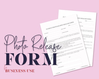 Photo & Video release form. Photo consent form for beauty salon, aesthetic services. Patient photo release form. Fully edit with CANVA.
