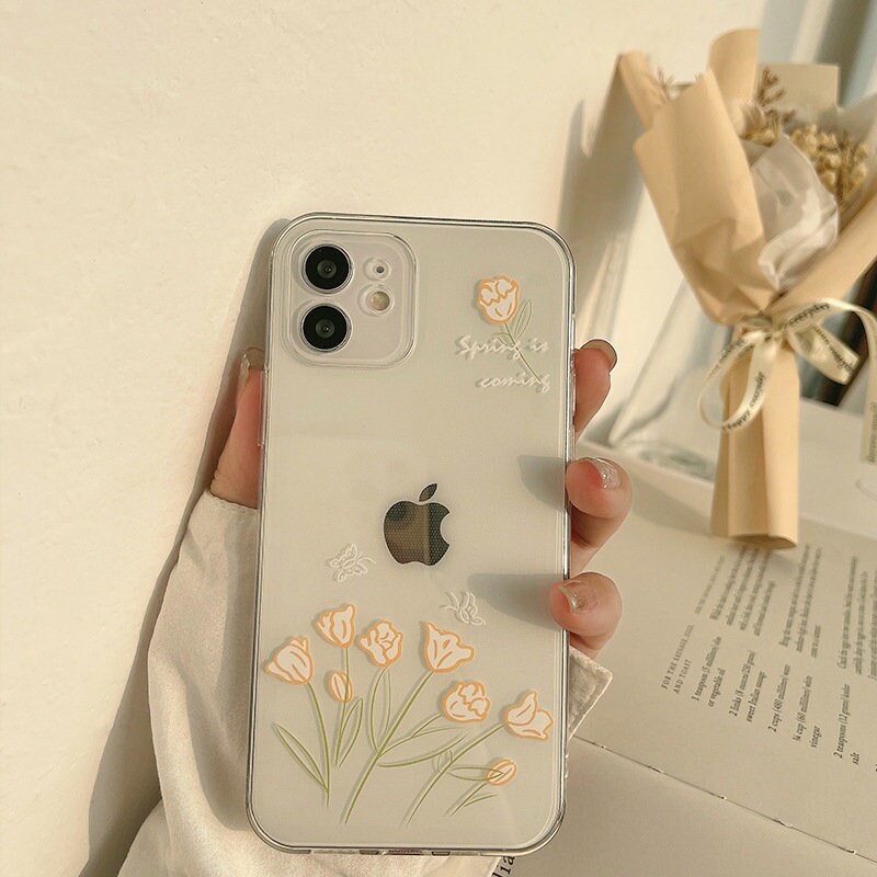 Tulip Clear Flowers Cute Iphone 14 Plus 13 12 Case Iphone 13 - Etsy