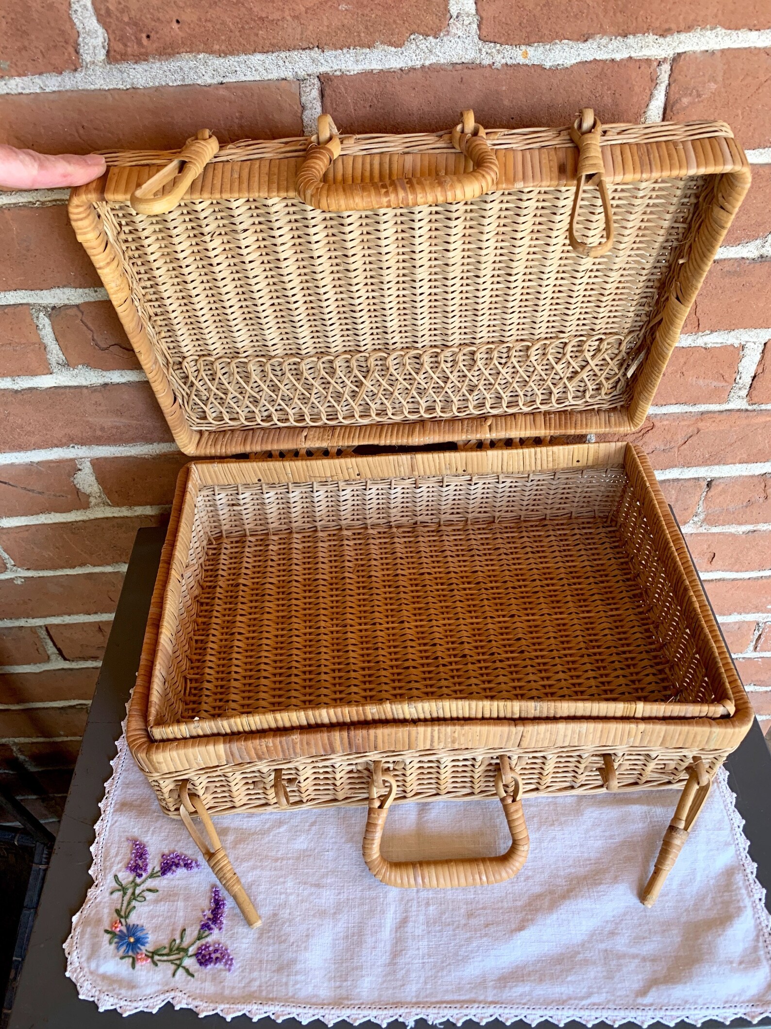 Vintage Wicker Suitcase Rattan Luggage Wicker Suitcase Rattan Etsy