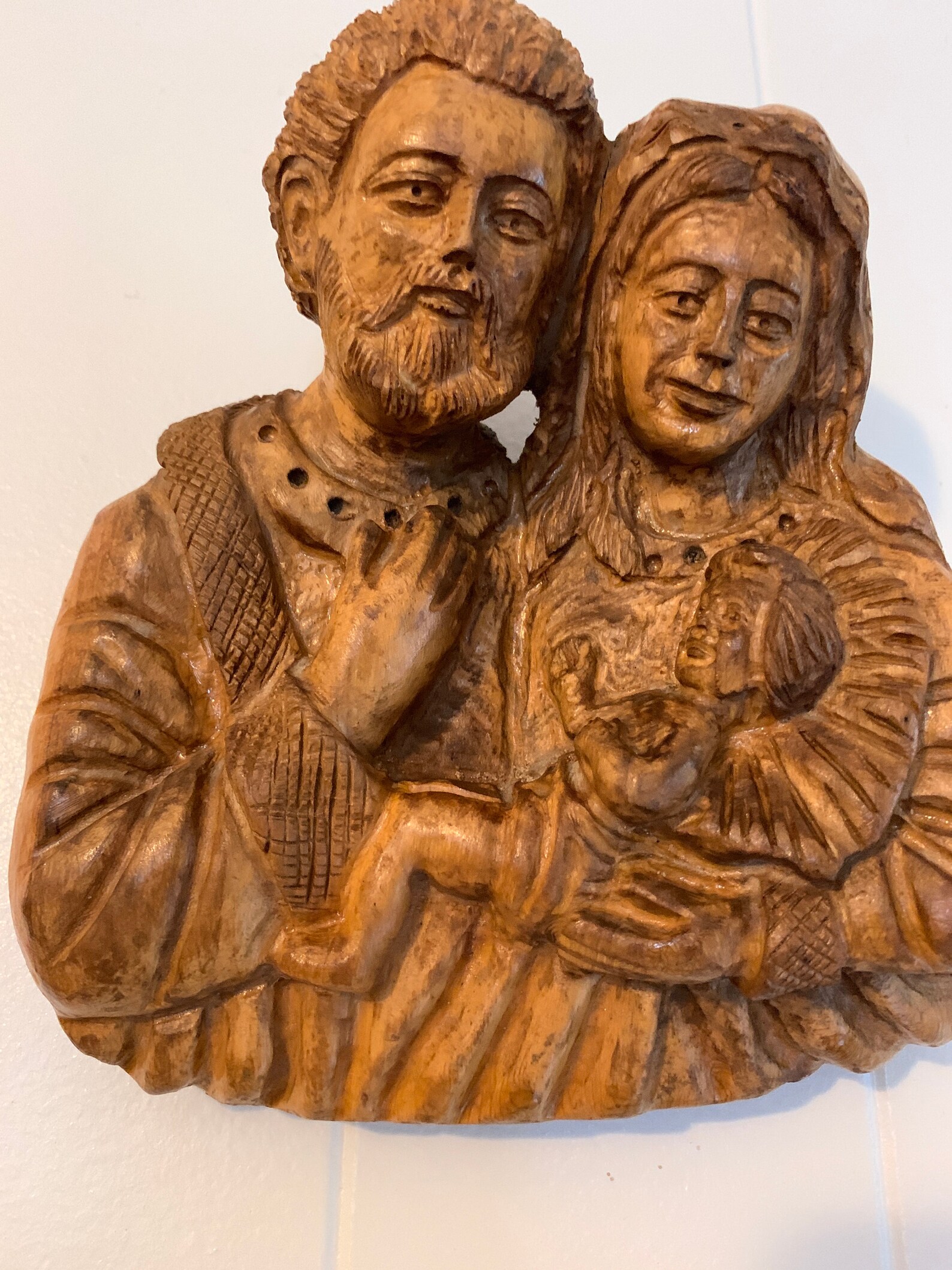 Wood Carved Holy Family Religious Sculpture of Holy Family Etsy