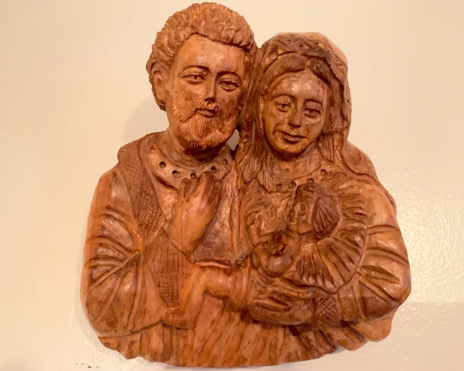 Wood Carved Holy Family Religious Sculpture of Holy Family Etsy