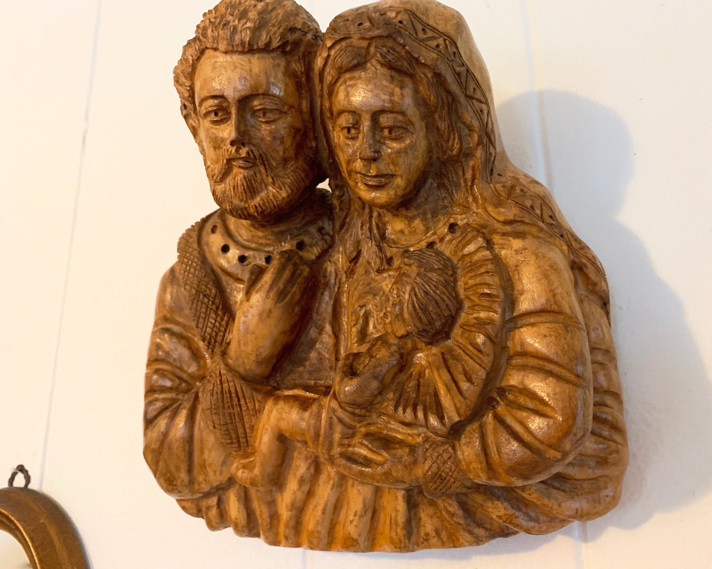 Wood Carved Holy Family Religious Sculpture of Holy Family Etsy