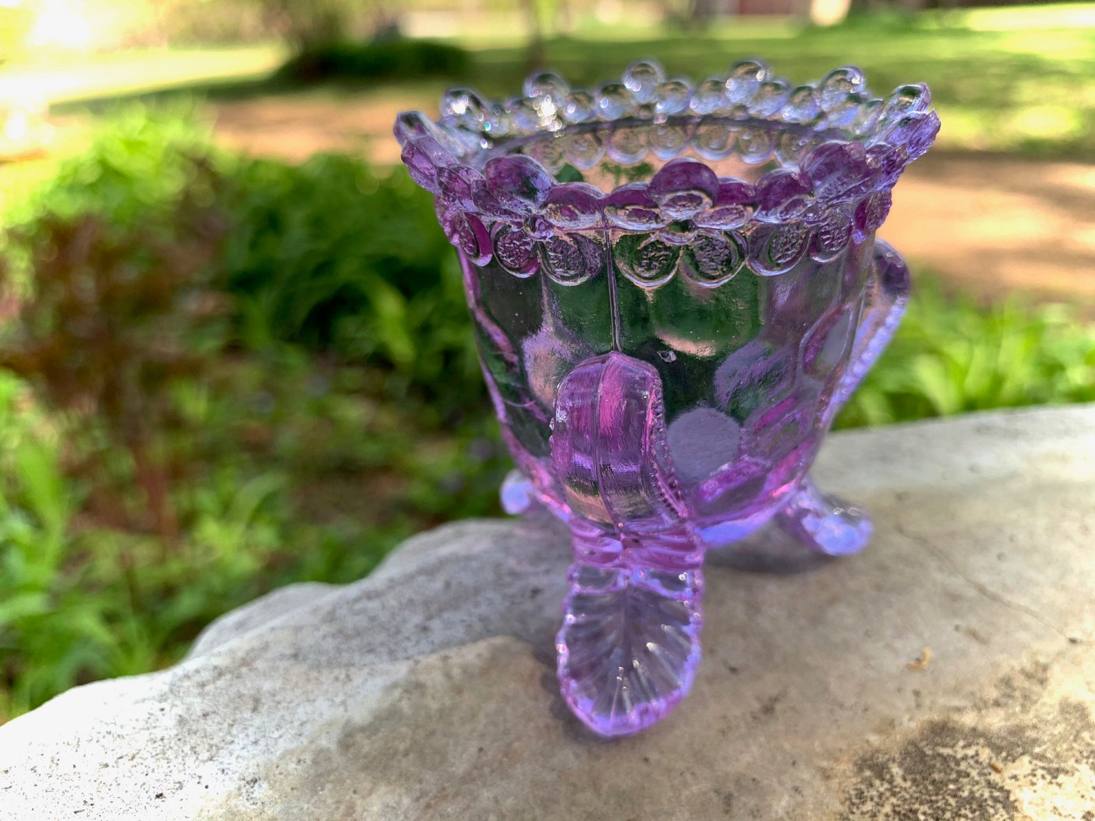 Vintage Boyd Glass Me Not Toothpick Holder Lavender Etsy