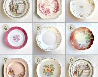Vintage Mismatched CHINA PLATES - bridal shower, tea party, cottage core wedding, shabby chic decor - priced each