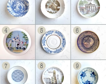 Vintage TINY BLUE China Plates – Butter Pats, Demitasse Saucers, Trinket Dishes, Plate Gallery Wall Decor
