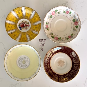 Vintage china saucers - Set of 4 - use as plant saucers, mismatched tableware, orphan plates - SHIPS FREE!