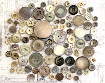 Antique smoky luster mother of pearl/shell buttons - 82 pieces - ships FREE!