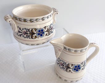 Antique Villeroy & Boch Mettlach, 534 Geschutzt creamer and sugar set - Victorian floral decoration - ships FREE!