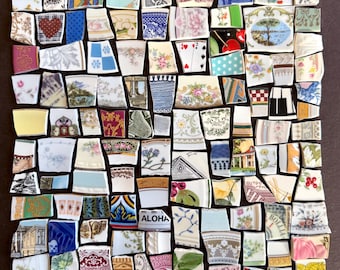 Vintage china mosaic tiles - 105 pieces, all different patterns - you receive these exact pieces - ships FREE!