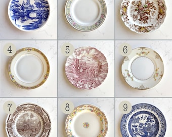 Mismatched Vintage CHINA PLATES - tea party, feminine bridal shower, wedding, grandmacore decor - priced each