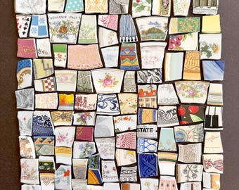 Vintage china mosaic tiles - 100 pieces, all different patterns - you receive these exact pieces - ships FREE!