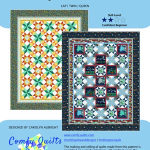 Rolling Stars Quilt Pattern Multiple Sizes - PDF