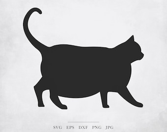Cat Silhouette SVG - Fat Cat Svg, Fur Mama Svg, Kitten Svg, Cat