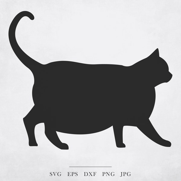 Cat Silhouette SVG - fat cat svg, fur mama svg, kitten svg, cat svg, cat design tshirts, cat clipart