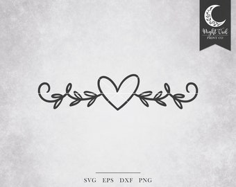 Heart Flourish SVG - floral design svg, simple floral, flower and leaves svg, flower svg, flower border, wedding flowers, flower frame