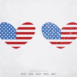 American Flag Heart SVG Bundle - America svg, stars and stripes svg, states svg, god bless America svg, love America svg, fourth of july