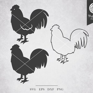 Rooster Silhouette SVG - Farm Animal svg, Cute Animal svg, Livestock svg, Farmhouse svg, Chicken svg, Poultry svg, Rooster Clipart
