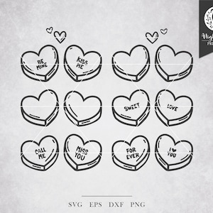 Sweetheart Candy SVG Bundle - conversation heart svg, valentines day svg, valentine heart svg, heart frame svg, love heart svg, candy svg