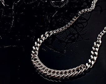 THE *RELANEAVE* Mixed Chain Necklace - Brutalist Gothic Punk & Modern Grunge E-Girl Alt Chunky Chain in Men and Women's Silver Jewelry