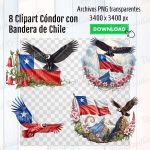 Cóndor con Bandera de Chile – Bandera Chilena - Fiestas Patrias | Arte Patriótico Chileno con Copihue | Descarga Digital