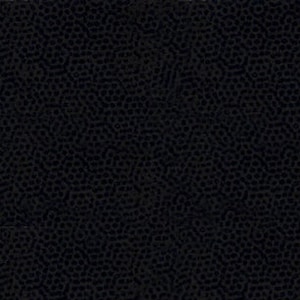 May include: A close-up of a black fabric with a textured pattern. The pattern consists of small, irregular shapes, creating a slightly raised, tactile surface. The overall appearance is dark and uniform, with subtle variations in the texture.