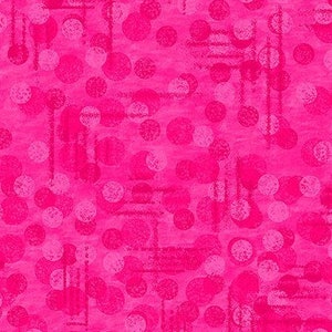 May include: A vibrant, textured pattern in shades of pink and fuchsia. The design features overlapping circles of varying sizes and opacities, creating a playful, abstract effect. Vertical brushstroke-like marks add depth to the design.