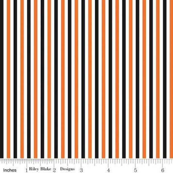 Halloween 1/8 Stripe (orange, white, black) by Riley Blake Designs - C495-HALLOWEEN